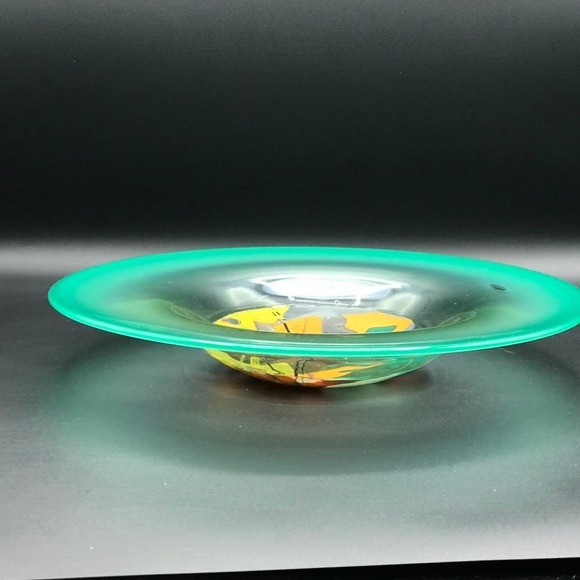 Vintage Amy Roberts Hand Blown Green Opalecent Bowl Pilchuck Glass 1981 Signed - Picture 7 of 12